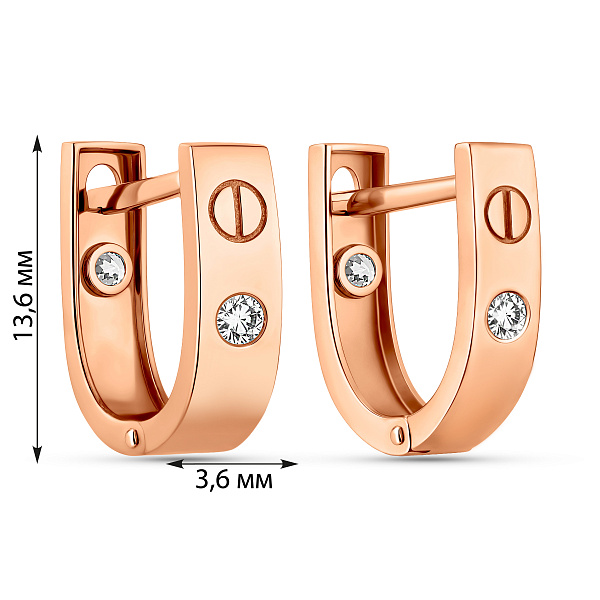 Серьги из красного золота с фианитами (арт. 111454) – изображение 4