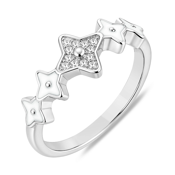 Серебряное кольцо цветы с фианитами (арт. 7501/8751еб) – изображение 1