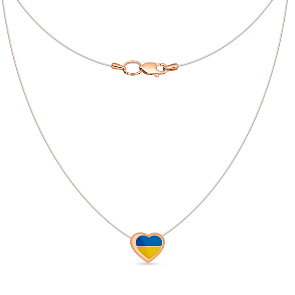 Силиконовое колье с золотым подвесом и синей и желтой эмалью на леске (арт. 360122есж) – изображение 2