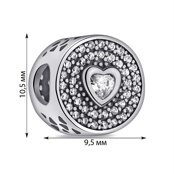 Серебряный шарм с россыпью фианитов (арт. 7903/П5Ф/794) – изображение 2