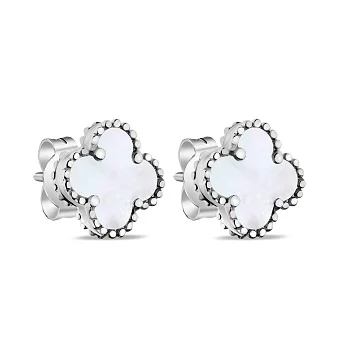 Срібні сережки Конюшина з перламутром (арт. 7518/5645/10п)