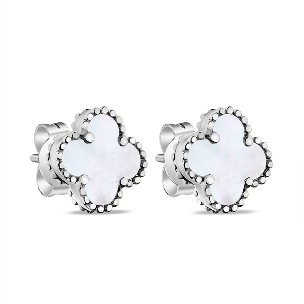 Срібні сережки Конюшина з перламутром (арт. 7518/5645/10п) – зображення 1