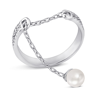 Каблучка зі срібла з перлами і фіанітами (арт. 7501/8361жб)