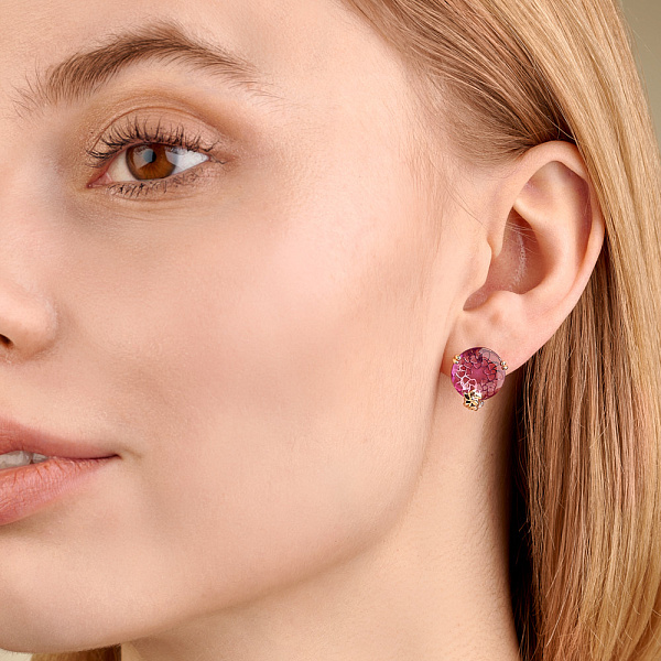 Золоті сережки з кварцом і фіанітами  (арт. 117800ПрГ) – зображення 3