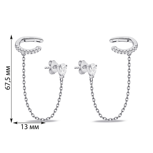Серебряные серьги Trendy Style з каффой и фианитами (арт. 7518/6562) – изображение 2