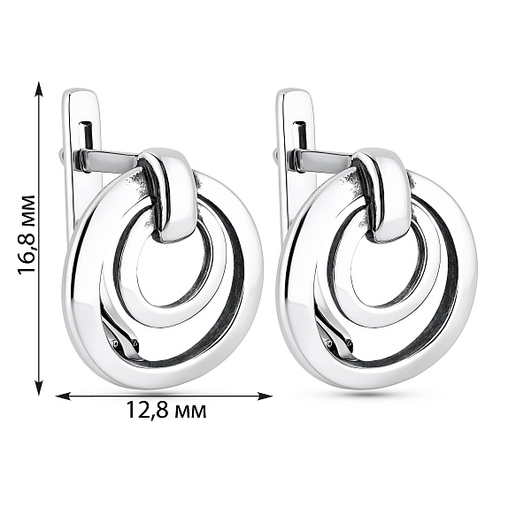 Серебряные серьги без камней (арт. 7902/5218-ч) – изображение 2