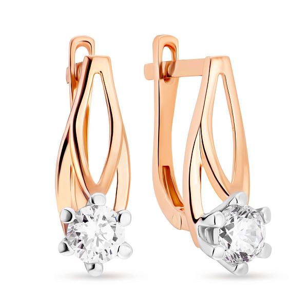 Золоті сережки з білими фіанітами (арт. 106546кб) – зображення 1