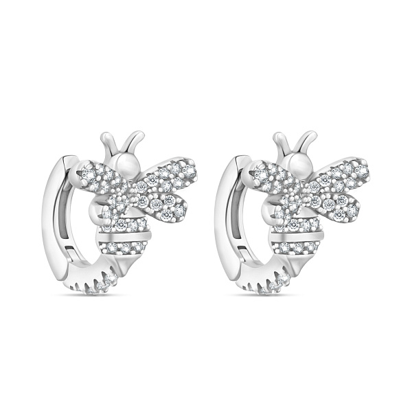 Серебряные серьги Пчелки с фианитами  (арт. 7502/9540/10) – изображение 1