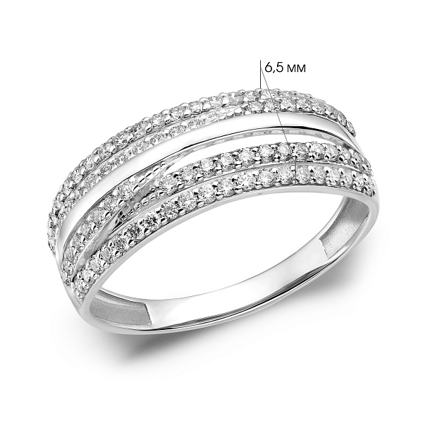 Каблучка з білого золота з доріжками з діамантів (арт. К011230030б) – зображення 3