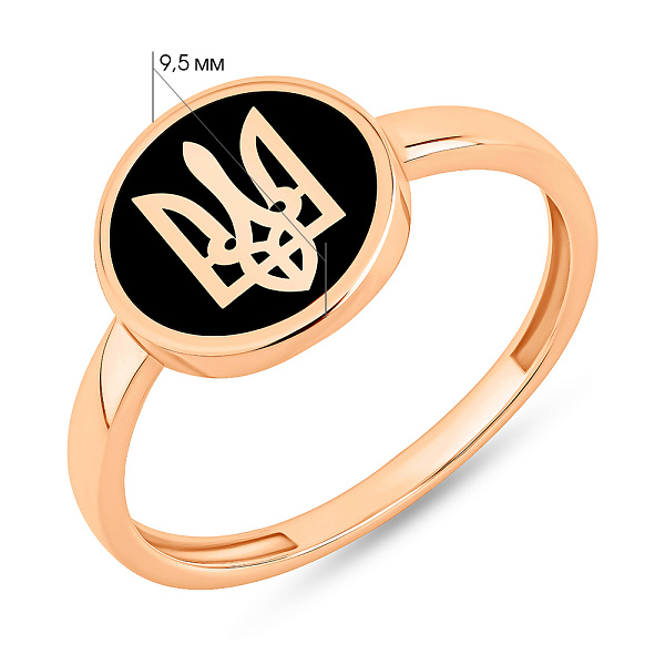 Кольцо из красного золота Трезубец-Герб Украины с эмалью (арт. 141203еч) – изображение 5