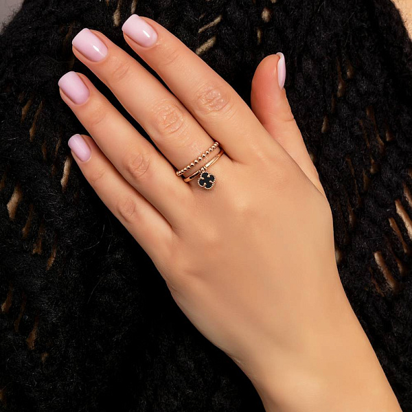 Каблучка з червоного золота з оніксом (арт. 156579о) – зображення 3