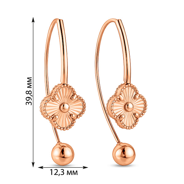 Серьги-джекеты из красного золота (арт. 1092135/15а) – изображение 4