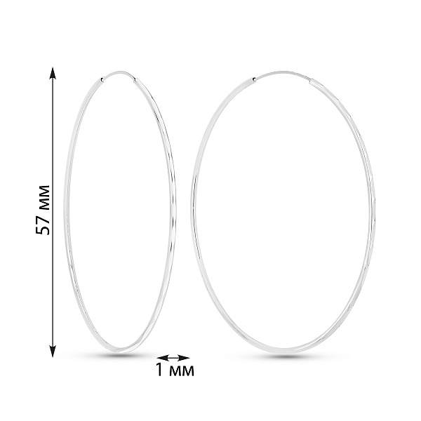 Серьги-кольца из белого золота (арт. 121902/55б) – изображение 4
