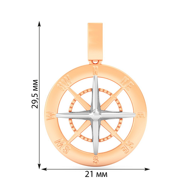 Золотая подвеска в комбинированном цвете металла (арт. 440922) – изображение 2