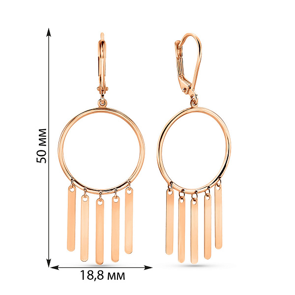 Серьги-подвески из красного золота (арт. 109331) – изображение 4