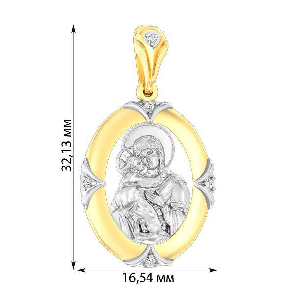 Золота ладанка Божа Матір «Володимирська» (арт. 440571ж) – зображення 3