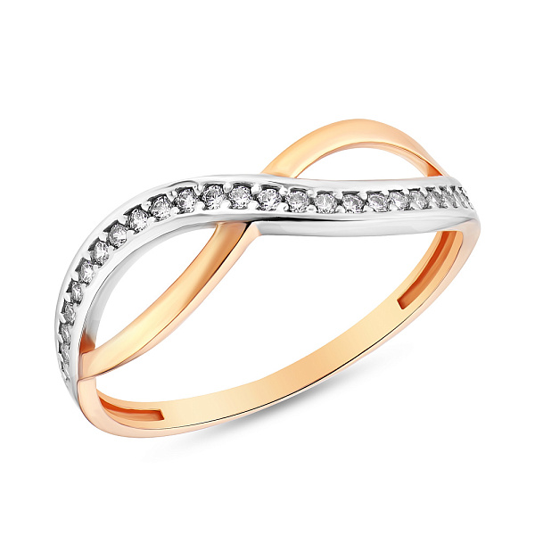 Золотое кольцо «Бесконечность» с фианитами (арт. 154479) – изображение 1