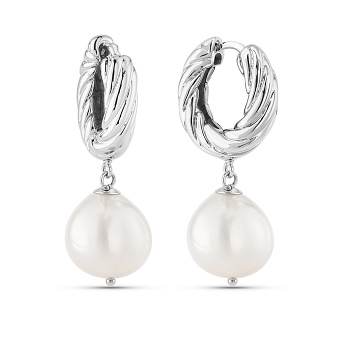 Серебряные серьги-подвески с жемчугом (арт. 7502/2185109жб)