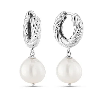Серебряные серьги-подвески с жемчугом (арт. 7502/2185109жб)