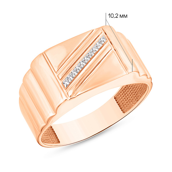 Перстень з червоного золота з фіанітами (арт. 170045) – зображення 3