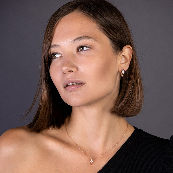 Сережки Синергия из красного золота с фианитами (арт. 111132) – изображение 2