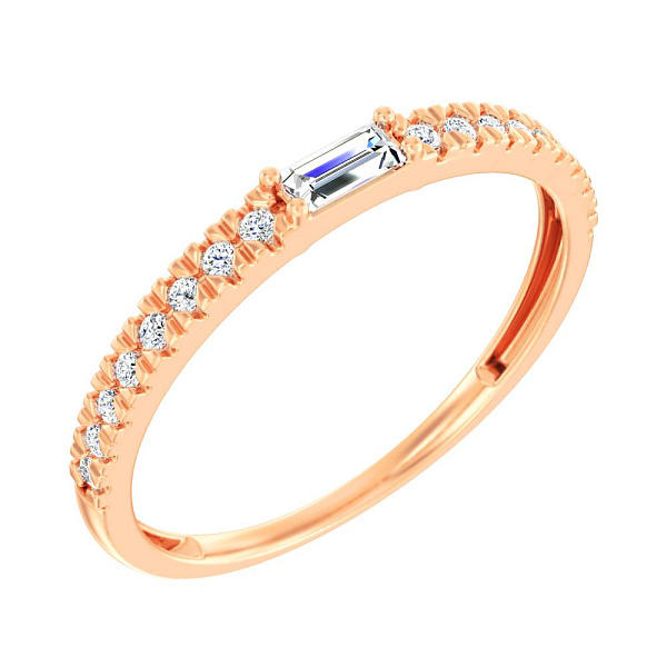 Каблучка з червоного золота з доріжкою з фіанітів (арт. 140929) – зображення 1