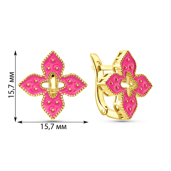 Сережки з жовтого золота з емаллю (арт. 1091580/15жемлн) – зображення 6
