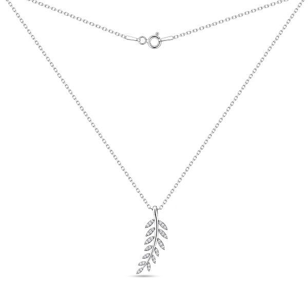 Серебряное колье с подвеской веточка с фианитами (арт. 7507/2550) – изображение 2