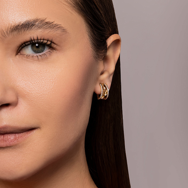 Сережки Синергия из желтого золота с фианитами (арт. 110185ж) – изображение 6