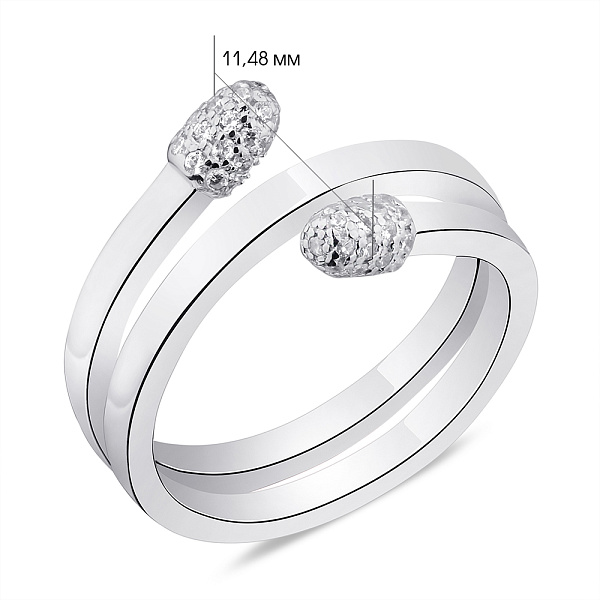 Серебряное кольцо "Спичка" с фианитами (арт. 7501/6020) – изображение 2