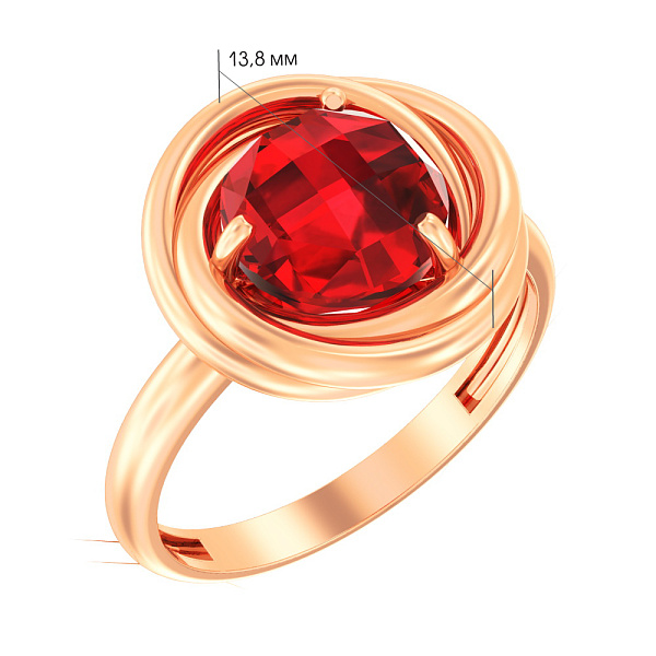 Каблучка з червоного золота з кварцом (арт. 140617Пк) – зображення 2