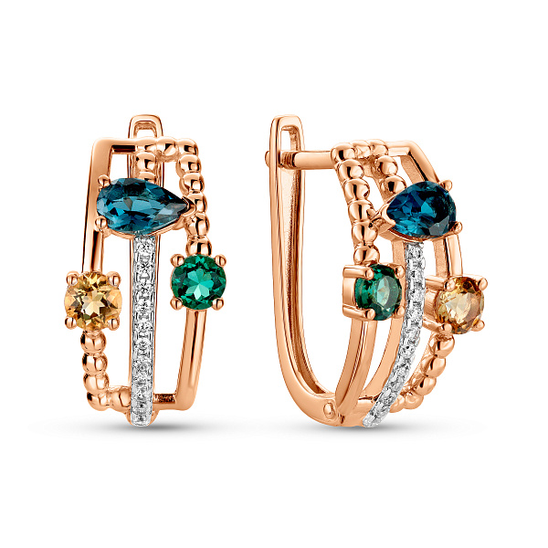 Серьги из красного золота с полудрагоценных камней (арт. 111370Пзлц) – изображение 1