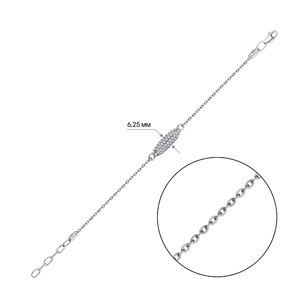 Срібний браслет з розсипом фіанітів (арт. 7509/324брп) – зображення 2