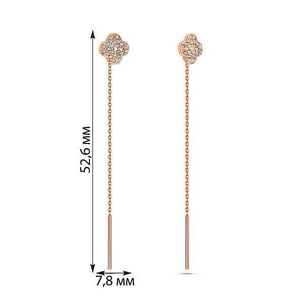 Золоті сережки-протяжки з фіанітами (арт. 1091652/8) – зображення 2