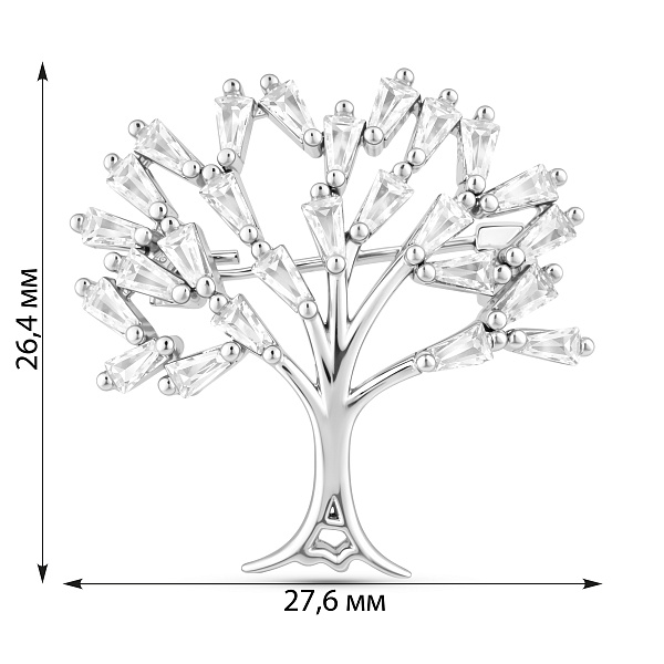 Серебряная брошь Дерево жизни с фианитами (арт. 7505/236) – изображение 2