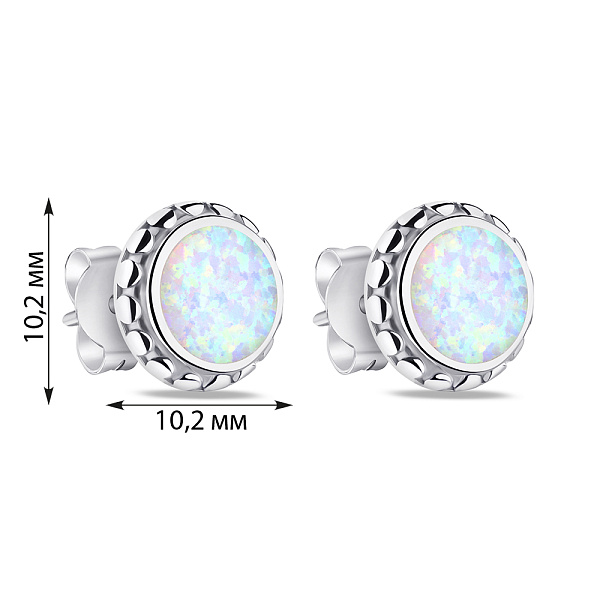 Серьги-пусеты из серебра с белым опалом (арт. 7518/6603Поб) – изображение 2