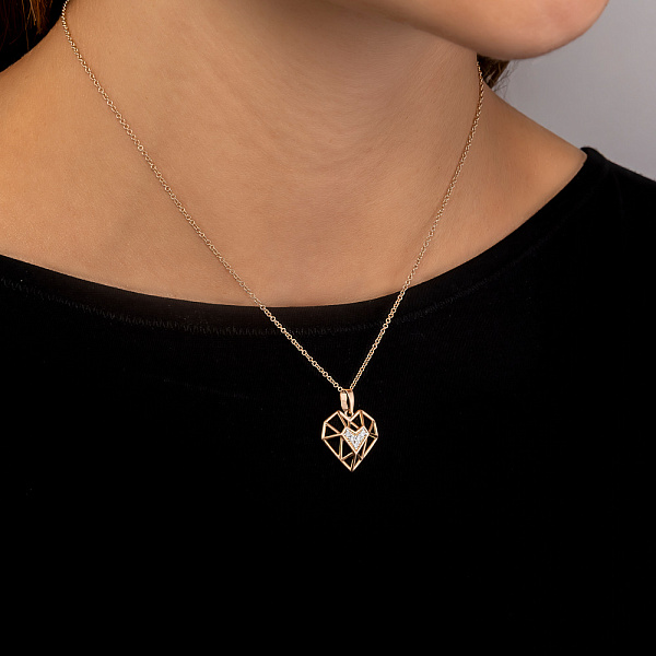 Золота підвіска Сердечко з фіанітами (арт. 440975) – зображення 3