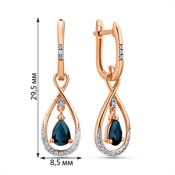 Сережки из золота с сапфиром и бриллиантами (арт. С011108с) – изображение 5