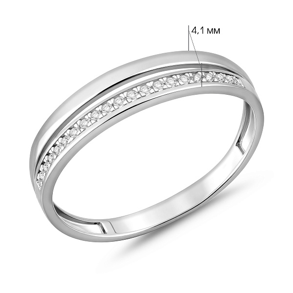 Кольцо из белого золота с дорожкой из фианитов (арт. 141095б) – изображение 3
