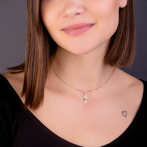 Хрестик з червоного золота з розп'яттям (арт. 517301) – зображення 4