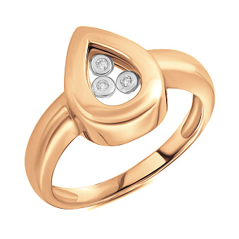 Кольцо из красного золота с фианитами (арт. 150854)