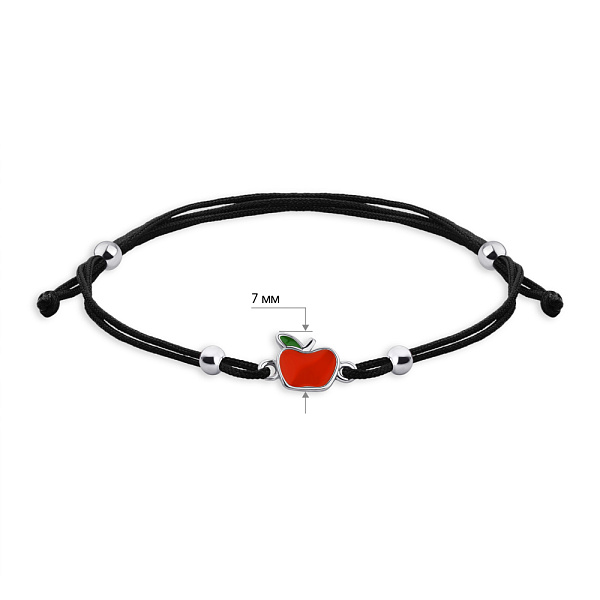 Браслет на шелковой нити с серебряными вставками (арт. 7309/1068чекбрю) – изображение 2