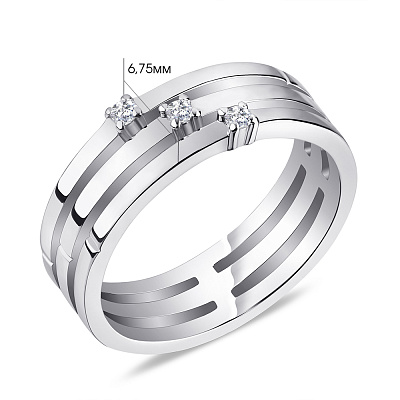 Тройное кольцо серебряное с фианитами  (арт. 7501/5510)