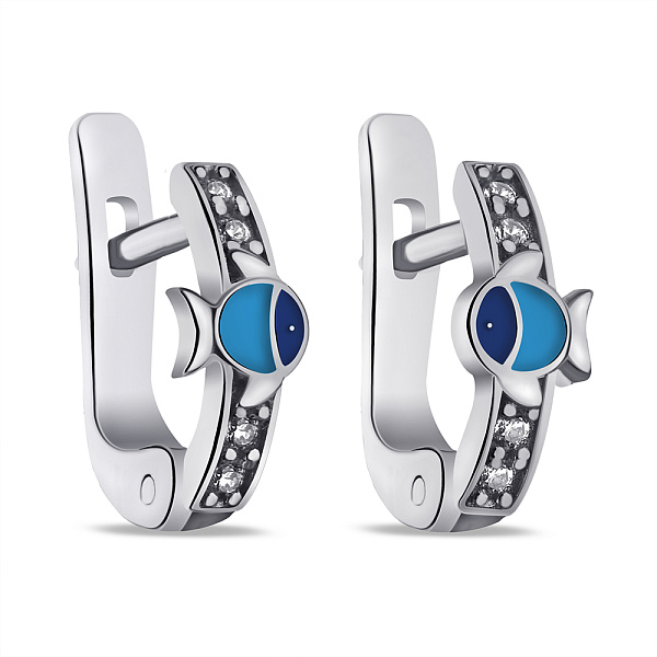 Серьги из серебра с эмалью и фианитами (арт. 7502/1074есгсю) – изображение 1