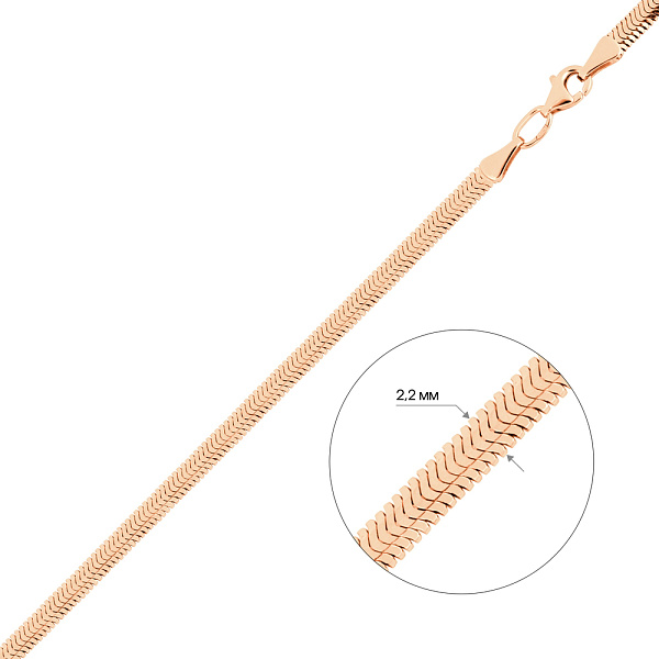 Цепочка из красного золота плетения Снейк плоский (арт. 304206п) – изображение 4
