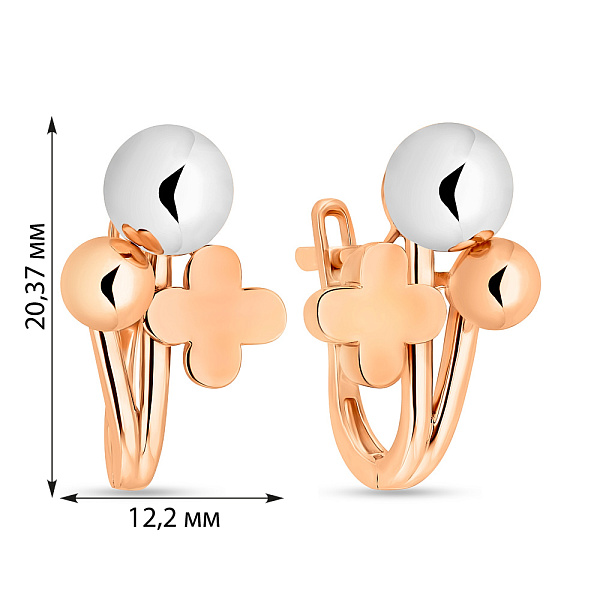 Серьги из комбинированного золота (арт. 108456кб) – изображение 2