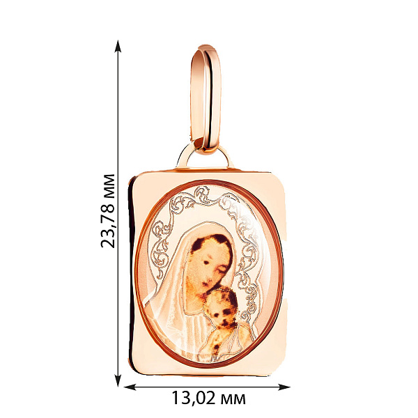 Золота ладанка Божа Матір з немовлям (арт. 421085) – зображення 2