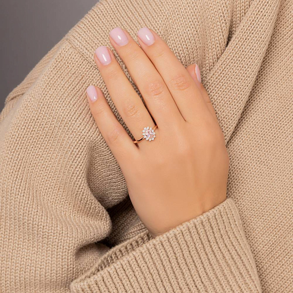 Золота каблучка з морганітом і фіанітами (арт. 141250ПмГ) – зображення 2