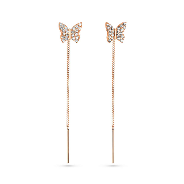 Серьги-протяжки Бабочки из золота с фианитами (арт. 104944) – изображение 1