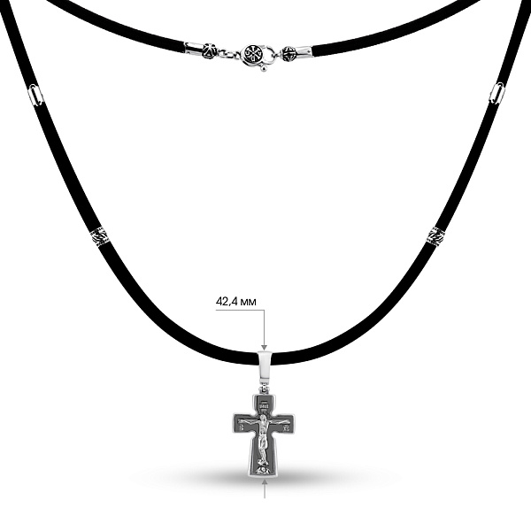 Колье на шнурке с серебряным крестиком (арт. 7307/7-3046.0.4) – изображение 4